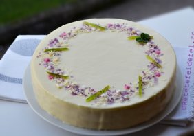 tort cu mousse de ciocolata alba si jeleu de fructe de padure
