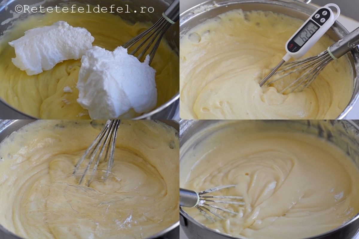 Colaj de poze cu pașii de preparare cremă de vanilie