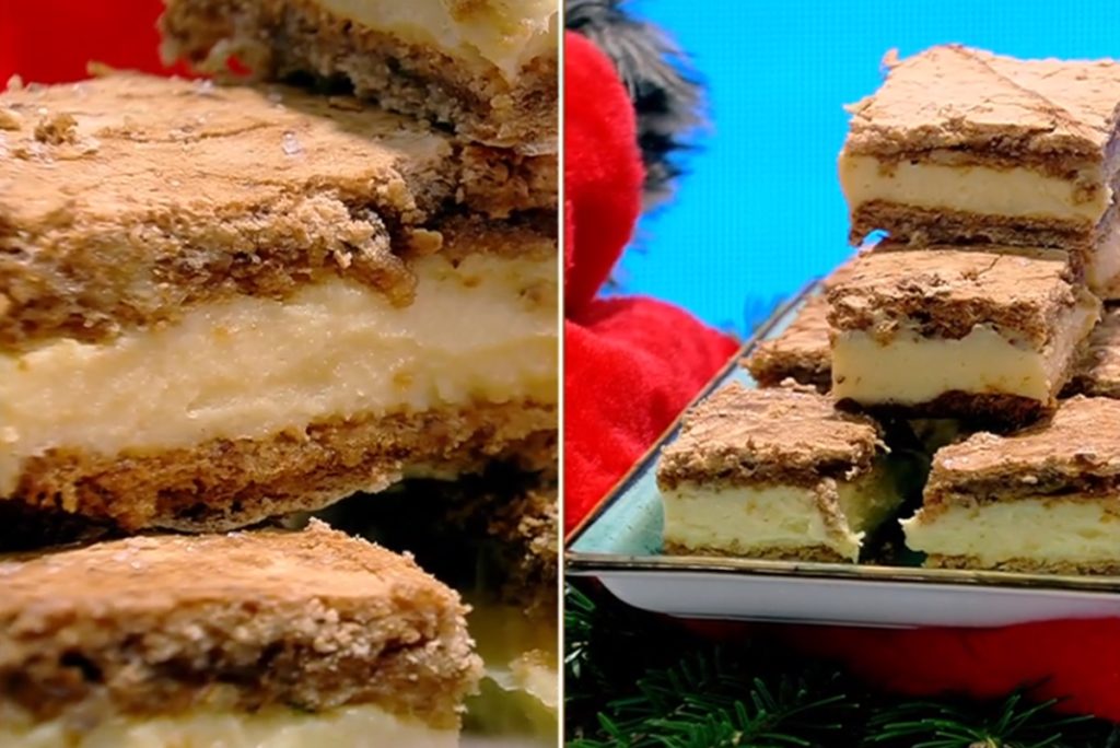 Colaj de poze cu porții de prăjitură Esterhazy