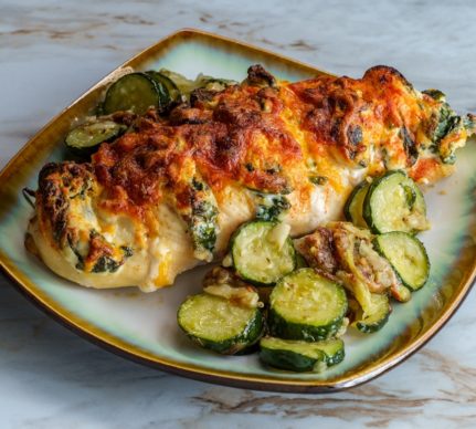 Pui Hasselback, cu brânză, roșii și spanac
