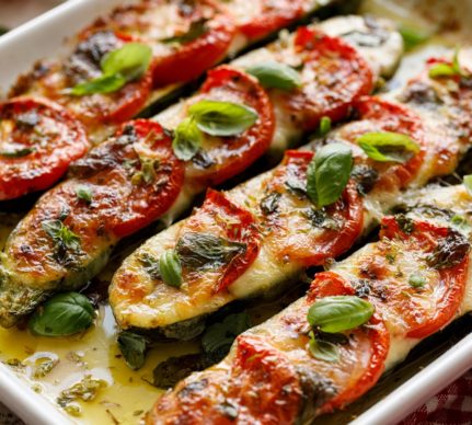 Dovlecei umpluți cu salată caprese, la cuptor