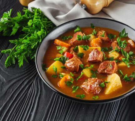 Supă gulaș de vită cu cartofi și legume