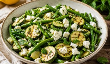 Salată cu pepene galben, castraveți și brânză feta