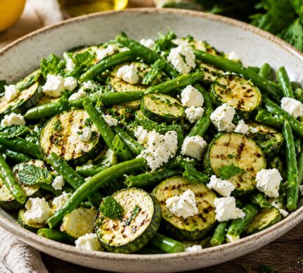 Salată cu pepene galben, castraveți și brânză feta