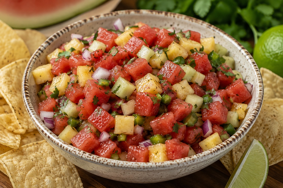 Salsa de pepene verde cu ananas, castravete și lime