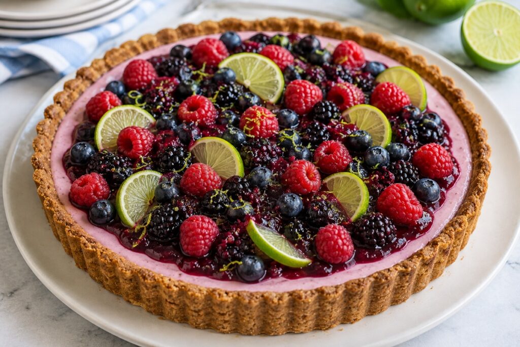 Tartă cu lime și fructe de pădure